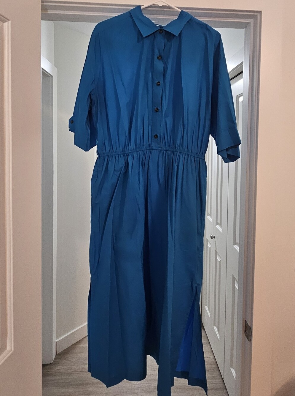 Ética Blue Button-Front Collared Dress